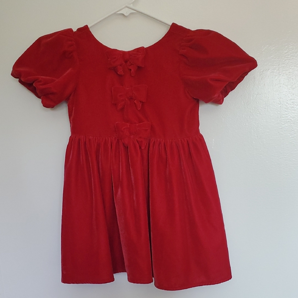Janie and Jack Red Velvet Dress with Bows
